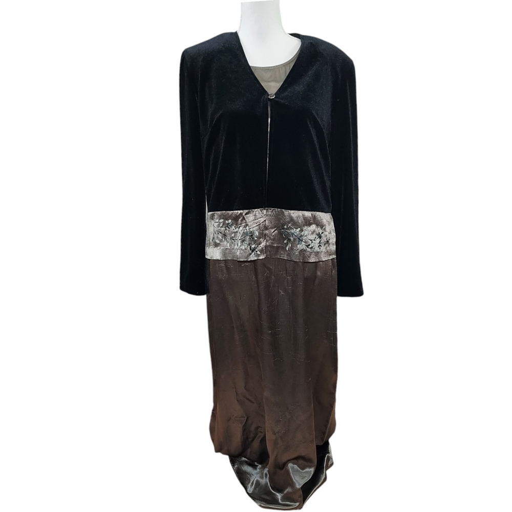 Vintage Positive Attitude velvet and satin 2 piece maxi dress set 10